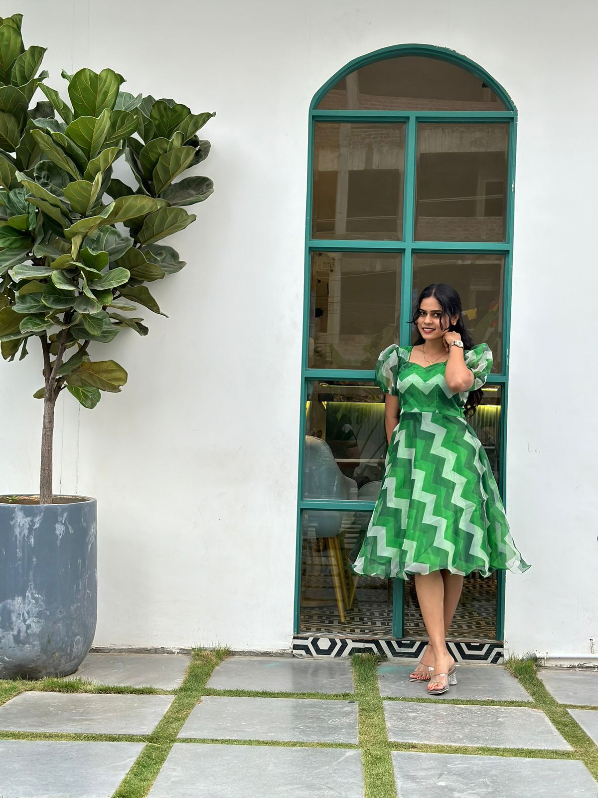 Green Organza frock - Image 3