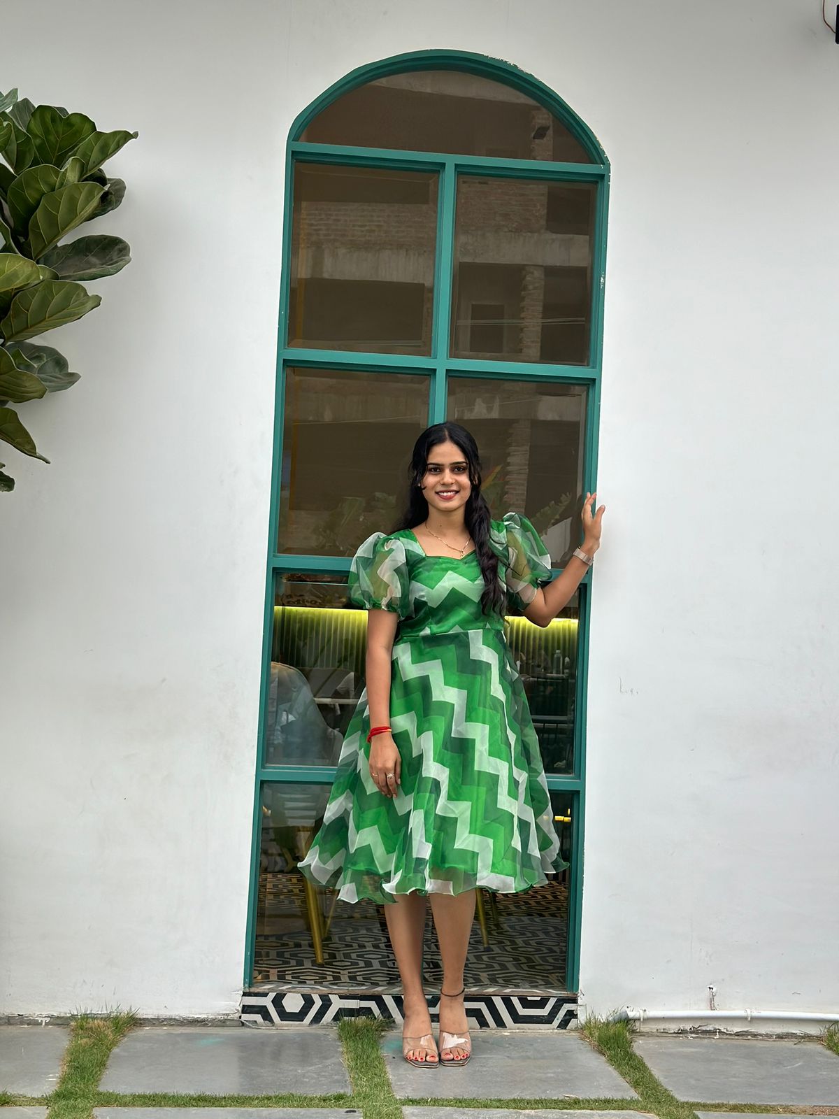 Green Organza frock - Image 4