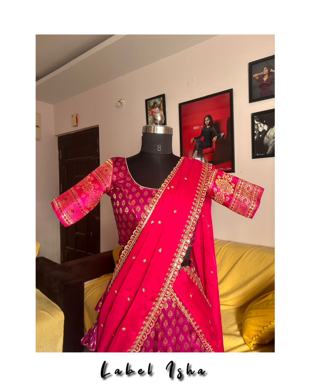 Fully stitched benaras half saree - Image 3