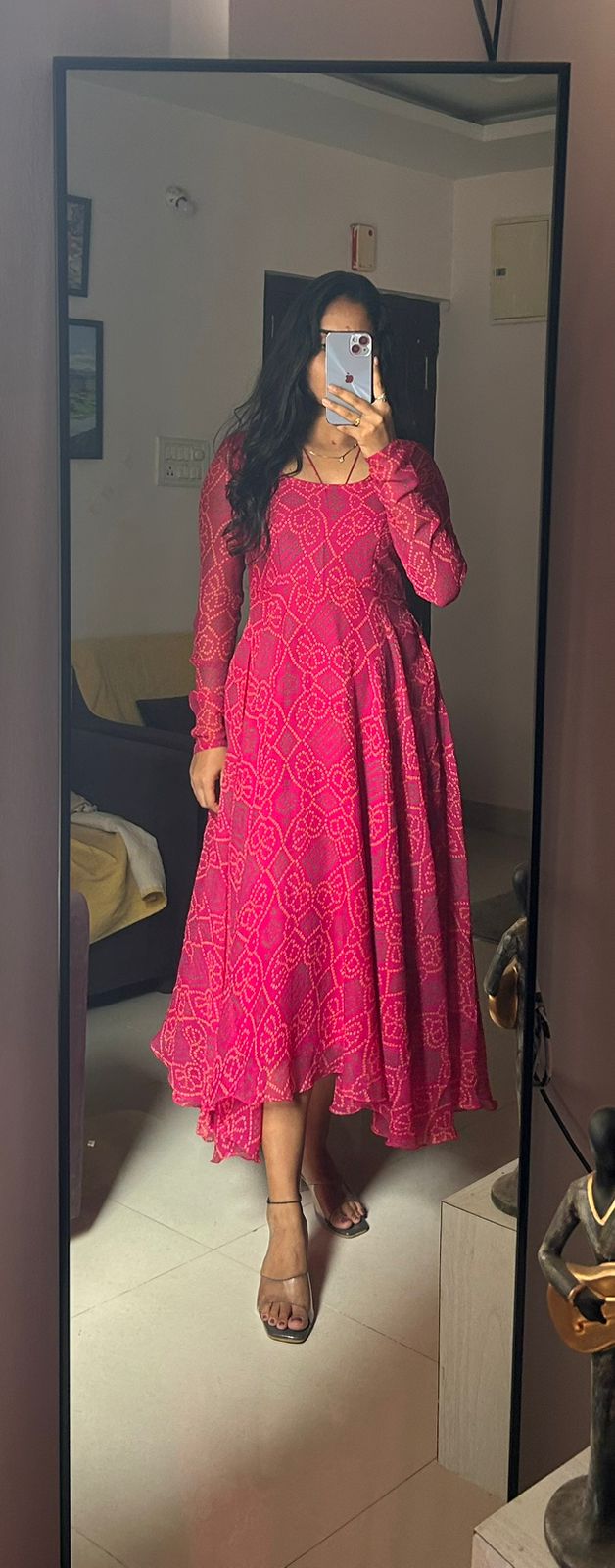 Pink Bandhani Long frocks